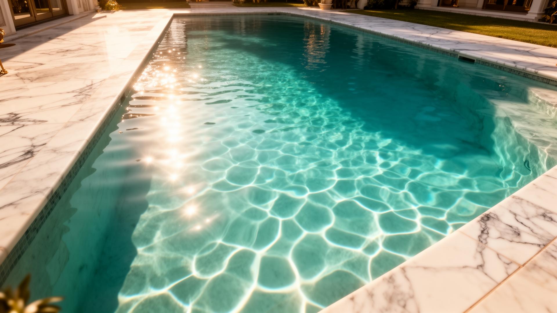 Sunlit pool with caustic light ripples